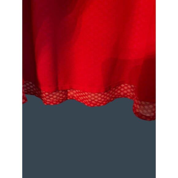 Papermoon Orange Red Polka Dot Button Down Blouse 3X Polyester Lined Ruching - Picture 9 of 12